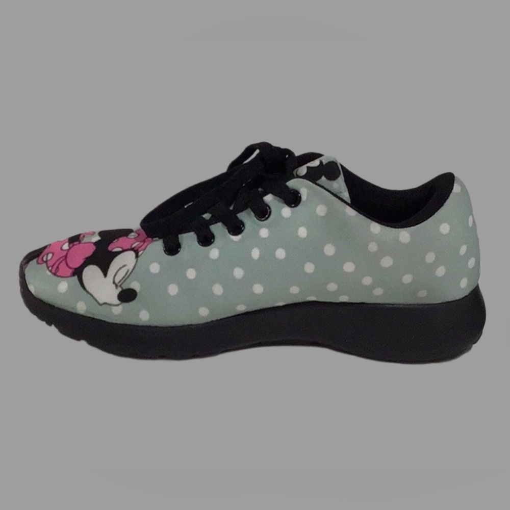 MICKEY and MINNIE Kissing Sneakers Light Green White Polka Dots Size 7 - Picture 7 of 10